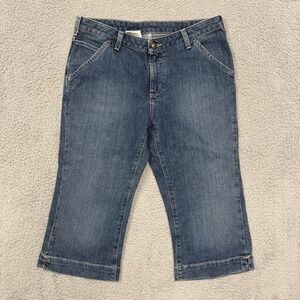 Carhartt Capri Jeans Womens 10 Blue Denim Stretch Mid Rise Cropped Workwear